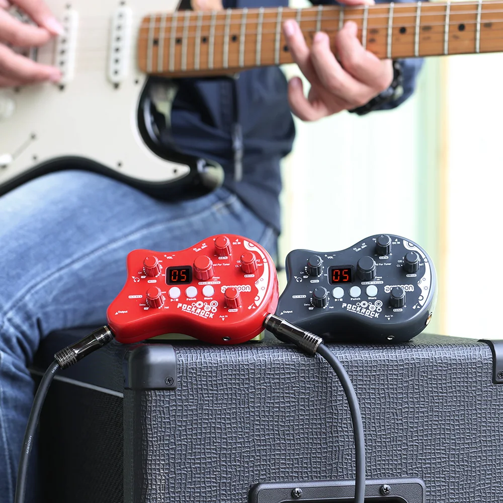 Ammoon PockRock гитара Мульти-процессор эффектов Педаль эффектов 15 типов эффектов 40 барабанных ритмов Функция настройки с адаптером питания
