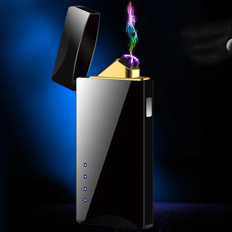 

Fingerprint Touch Sensor Lighter Battery Display Charging USB Portable Charging Double Arc Cigarette Lighter Gadgets for Men