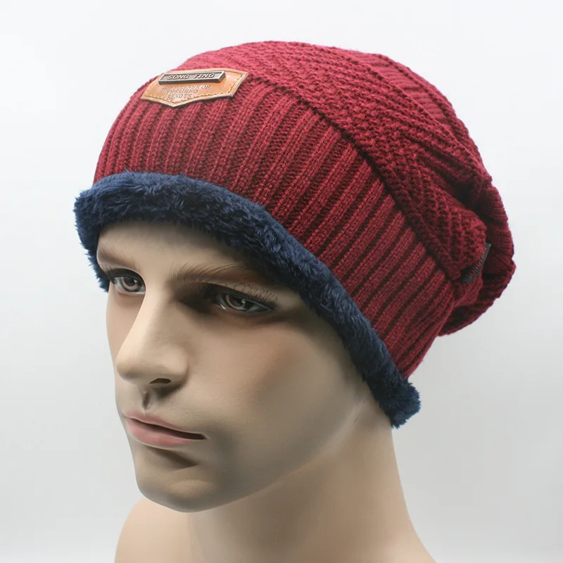 Зимние шапки для мужчин, шапка для волос, осенняя и зимняя бархатная теплая вязаная шапка, Мужская Уличная шапка, шапка в стиле хип-хоп - Цвет: 5