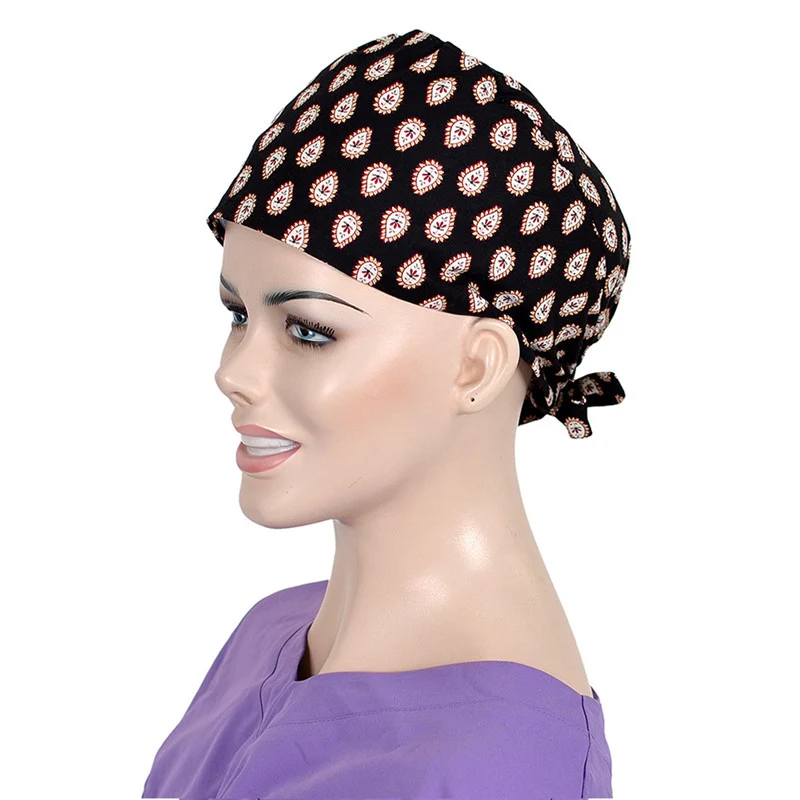 Новая хлопковая мочалка больничные шапочки медицинские шапочки для женщин и мужчин печать Tieback эластичная секция хирургические шапки головные уборы для животных