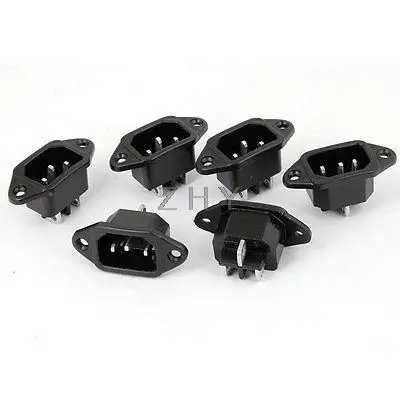 

AC 250V 10A IEC 320 C14 Male Plug 3P Screw Type Power Inlet Socket Adapter 6 Pcs