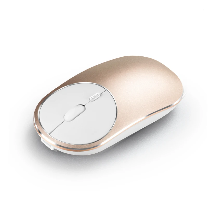 gold Bluetooth+ 2,4G Беспроводная перезаряжаемая Бесшумная Двухрежимная компьютерная мышь из алюминиевого сплава Mause оптические мыши для ноутбука - Цвет: gold