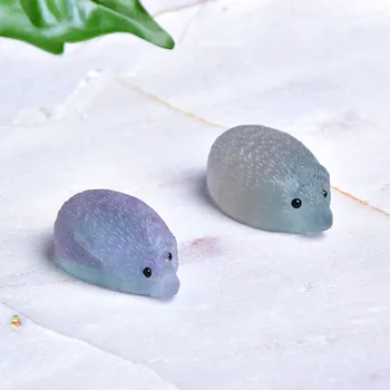 

1PC Natural Fluorite Hedgehog Decoration Reiki Stone Crafts Animal Healing Crystal Quartz For Home Decor DIY Gift