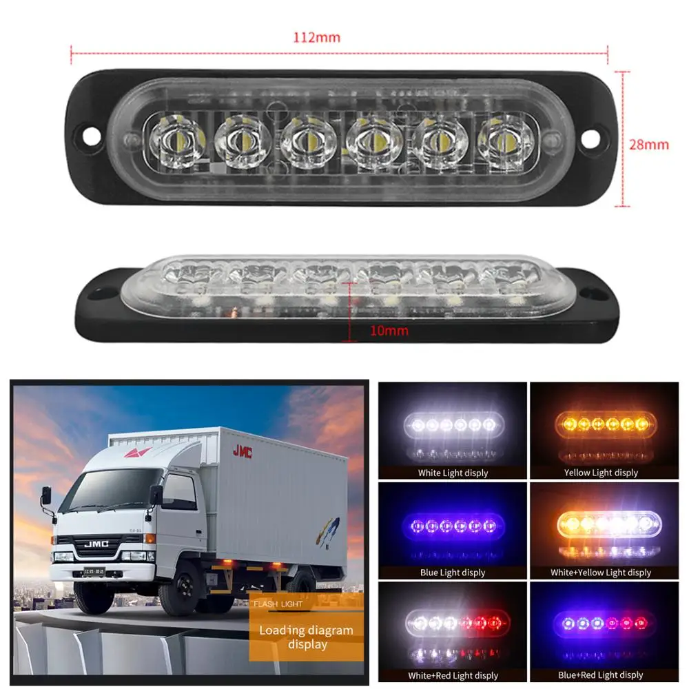 

Ultra-thin double color Car Truck Emergency Flasher Lamp Warning Light Police Lights 6LED 12-24V DRL Day Running lights