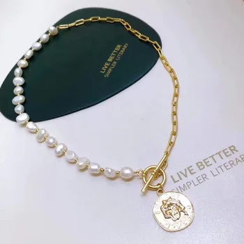 

100% Natural freshwater pearl necklace handmade Adjustable length pearl 14k gold filled Queen's coin pearl Fine jewelry