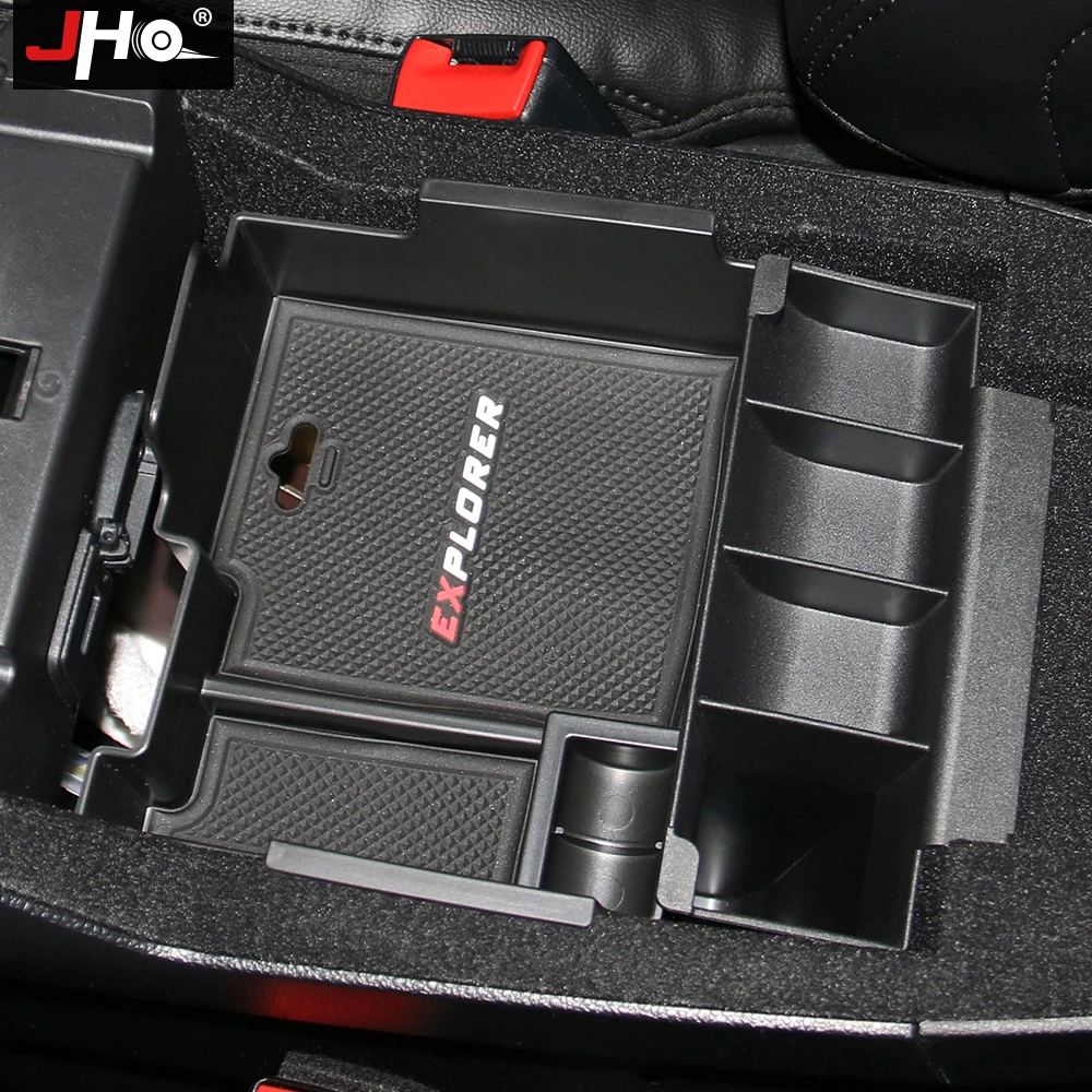 

JHO Front Central Armrest Box Storage Tray For Ford Explorer 2011-2019 2018 2017 2015 2013 Car Organizer Container Accessories