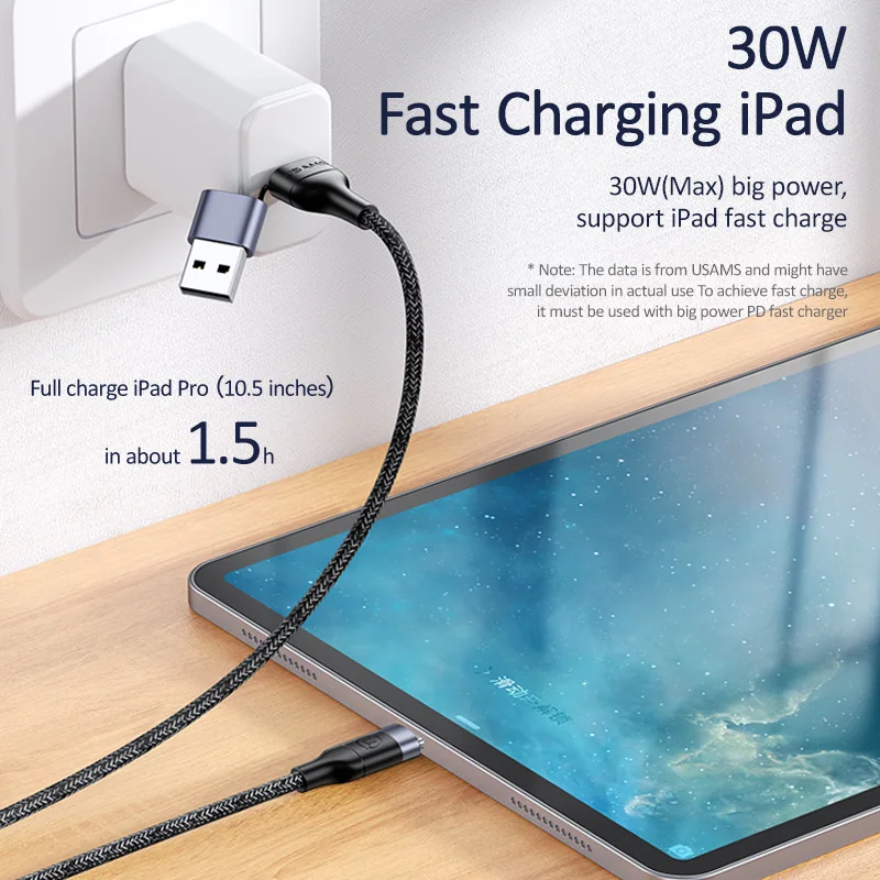 USAMS 2 в 1 USB C к usb type C кабель для Xiaomi huawei samsung USB C к Lightning Быстрая зарядка кабель Шнур для iPhone