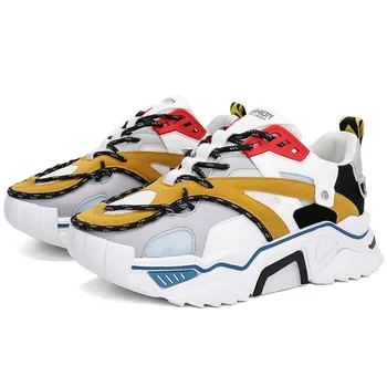 

New Men Casual Shoes Man Daddy Lace-Up Shoes reflective Platform Men Shoes Chunky Sneakers Mixed Color Casual Footwear Trainers