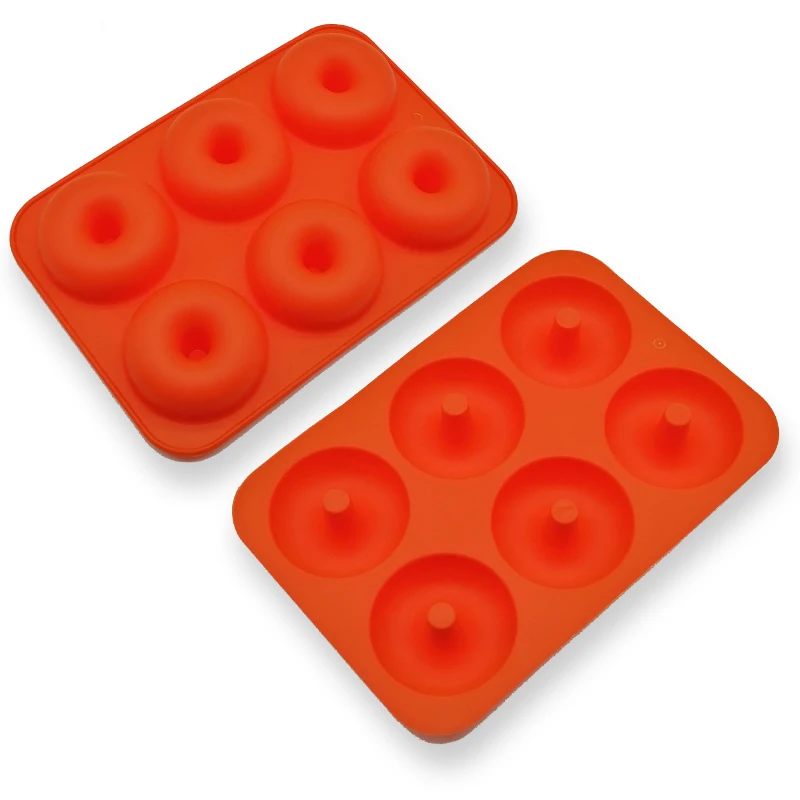 6-силиконовые полости пончик форма для выпечки пончик DIY пончик формы для выпечки формы для шоколада украшения сумки инструмент для выпечки - Цвет: Orange