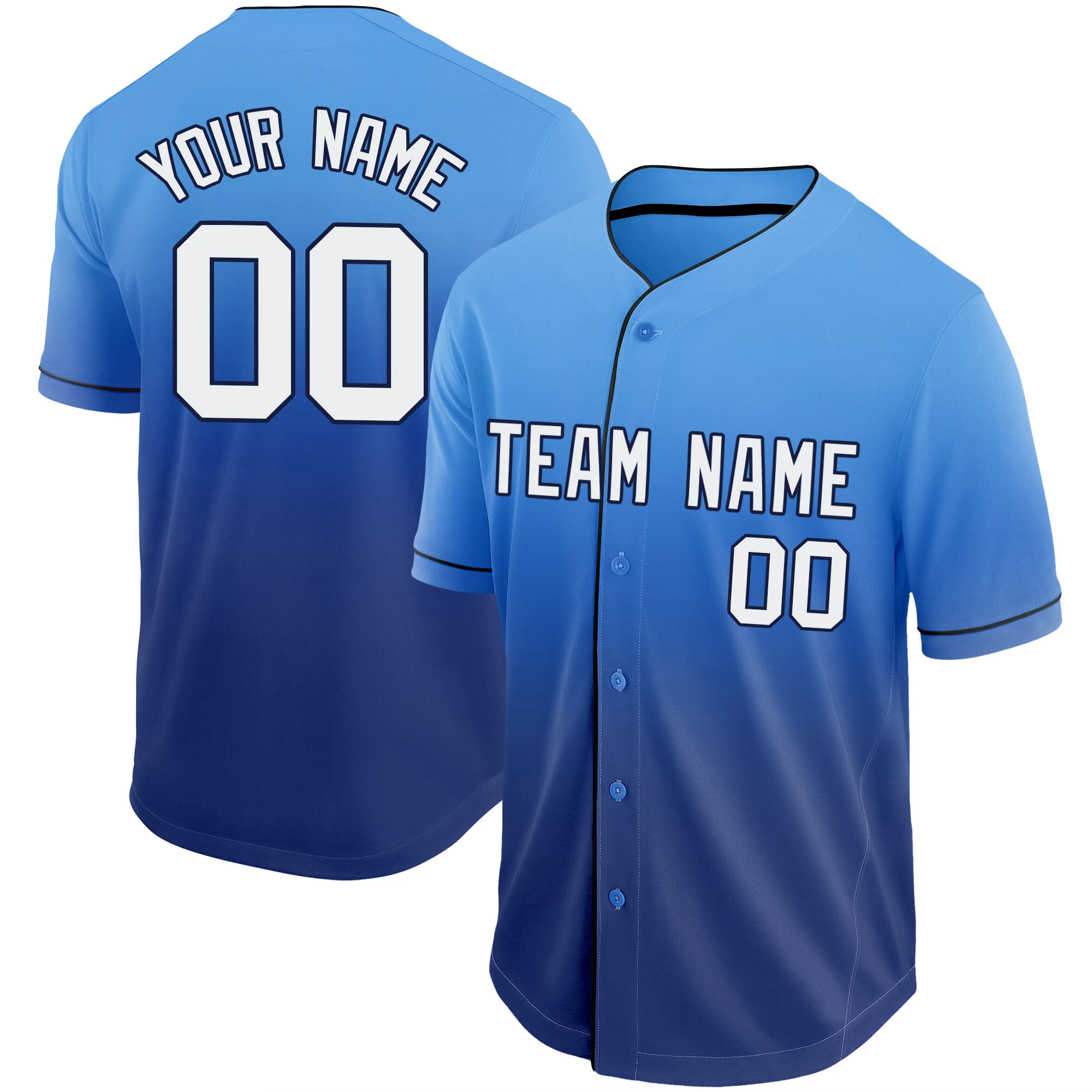 Baseball Jersey Short-Sleeve Cardigan Softball Sport Shirt Jersey Gradient Color Printing Design Team Name/Number Unisex