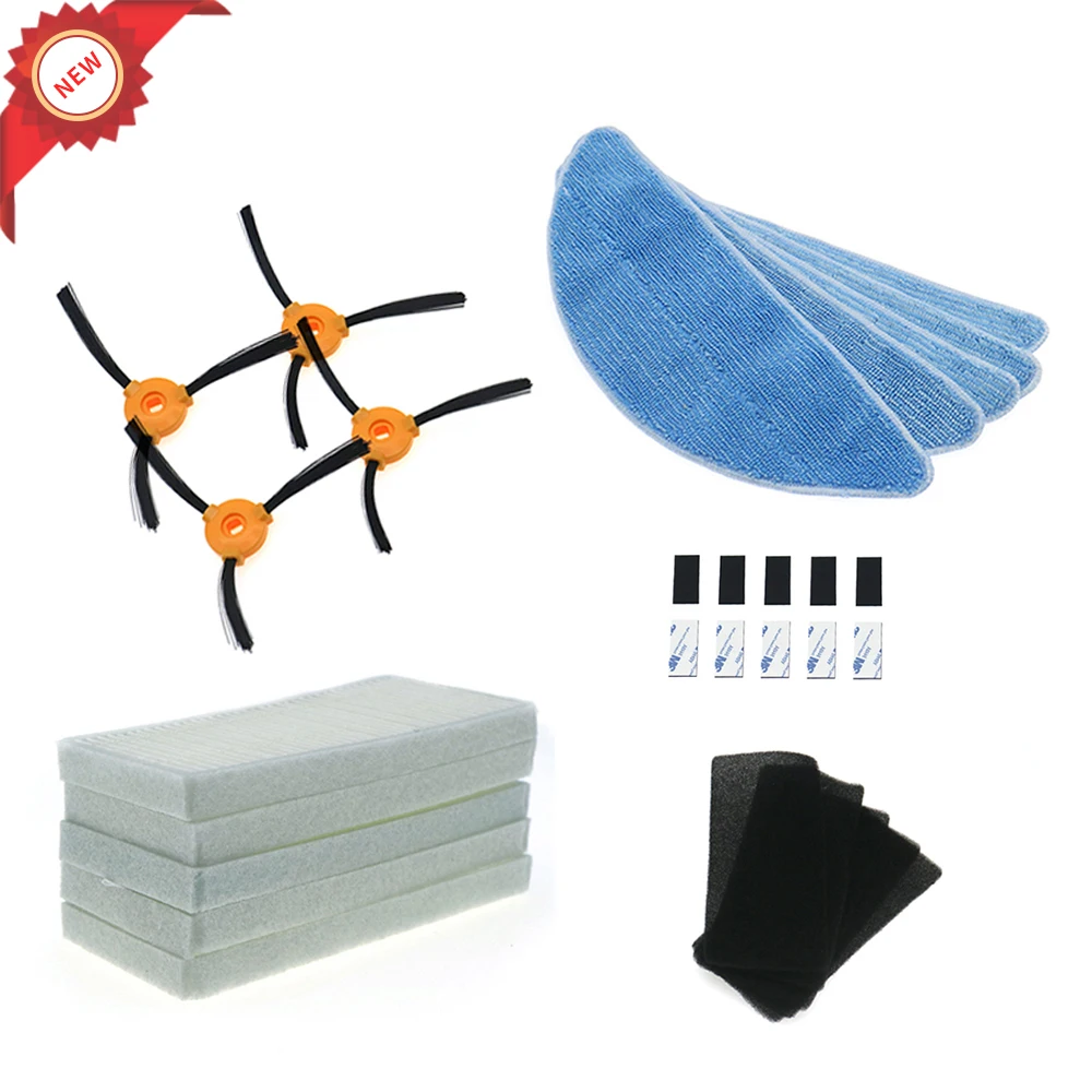 

4* side brush +5 * HEPA filter +5 * sponge +5 * mop cloth +10 * magic paste For CONGA EXCELLENCE Robotic Vacuum Cleaner Parts