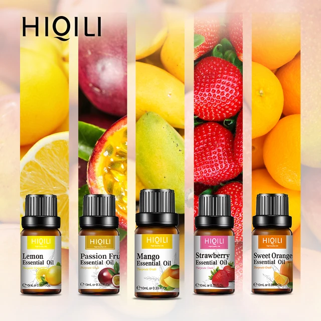 HIQILI-aceite de fragancia de Mango, difusor de Aroma de aceite esencial, fresa, coco, manzana, sandía, cereza, limón, naranja, 10ML 1