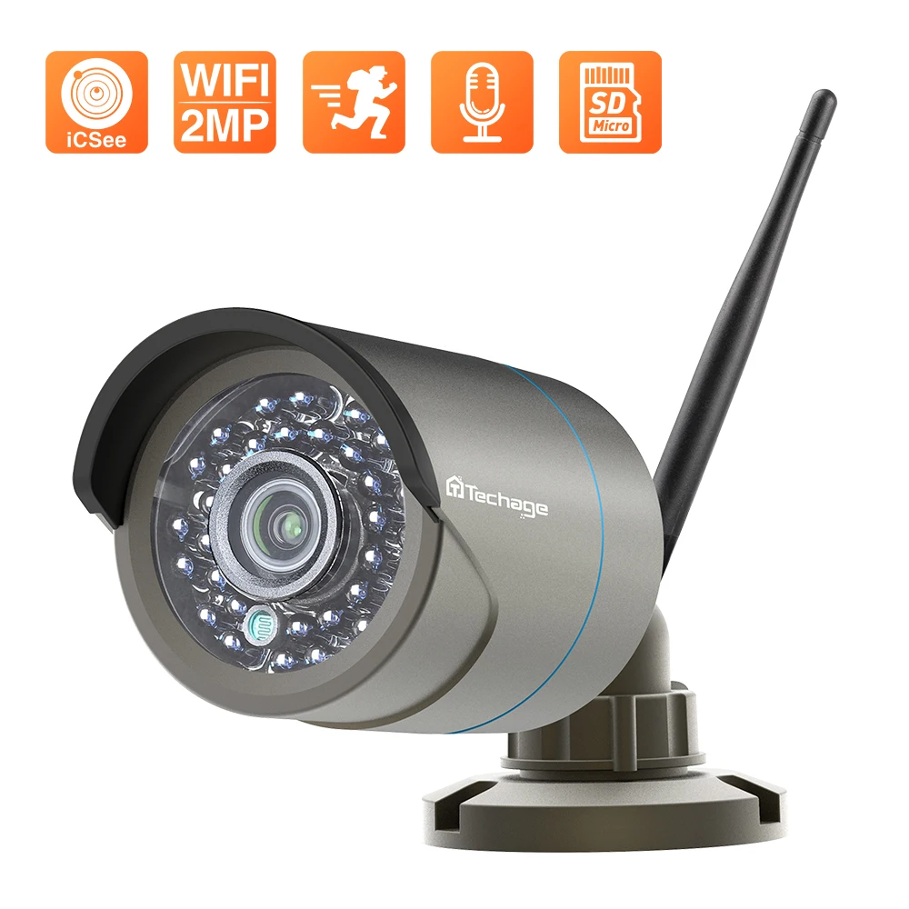 

Techage 1080P IP Camera Outdoor Waterproof Camera Home Security Wireless WiFi Surveillance Camera Motion Detection Support ONVIF