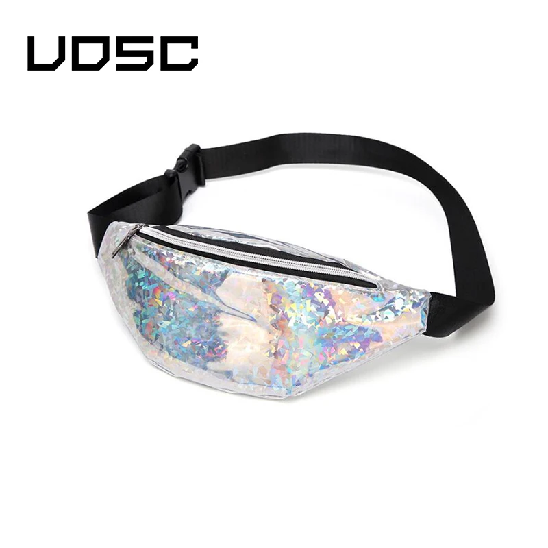 

UOSC Waist bag Fanny Pack for Men Women Phone Chest Belt Bag Fashion Designer Holographic Glitter Purse Travel Pouch