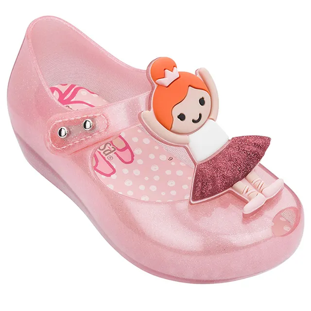 Mini Mlsa Jelly Twins Camellia Melflex Shoes 2021 Summer New PVC Bow Soft Comfort Kids Shoe Water Sandal Toddler Girl Sandals Orange