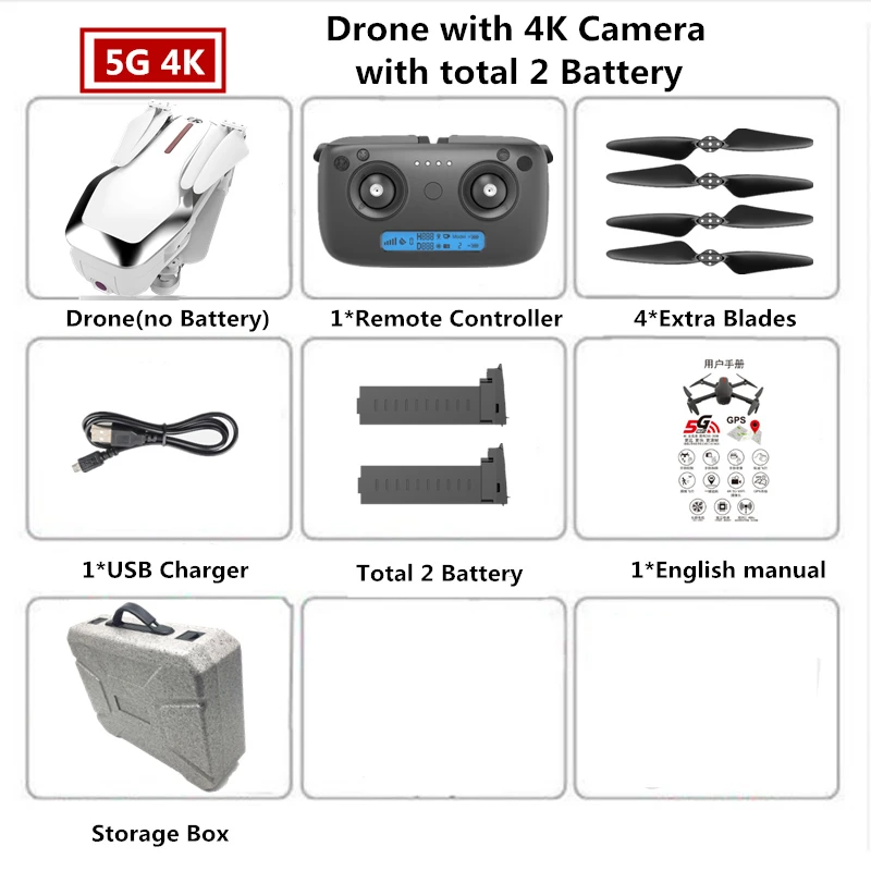 CSJ X7 Дрон с GPS 4K 5G бесщеточный Квадрокоптер с камерой Следуйте за мной RC вертолет профессиональные беспилотники Дрон VS X6 X9 - Цвет: W2 Epp Box