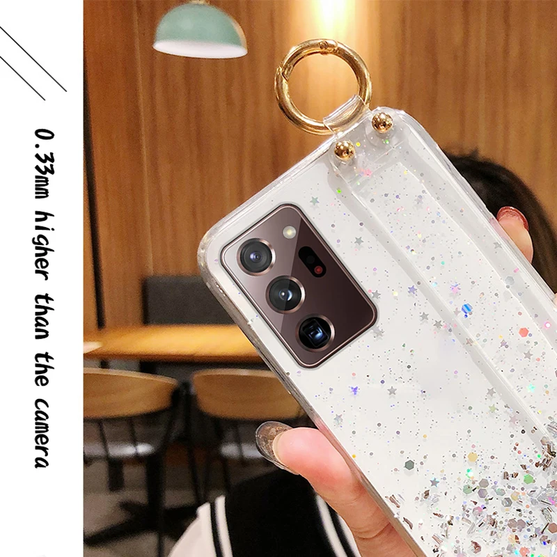 Radiant Gradient Glitter Clear Case with Soft Strap Wrist Band Cover