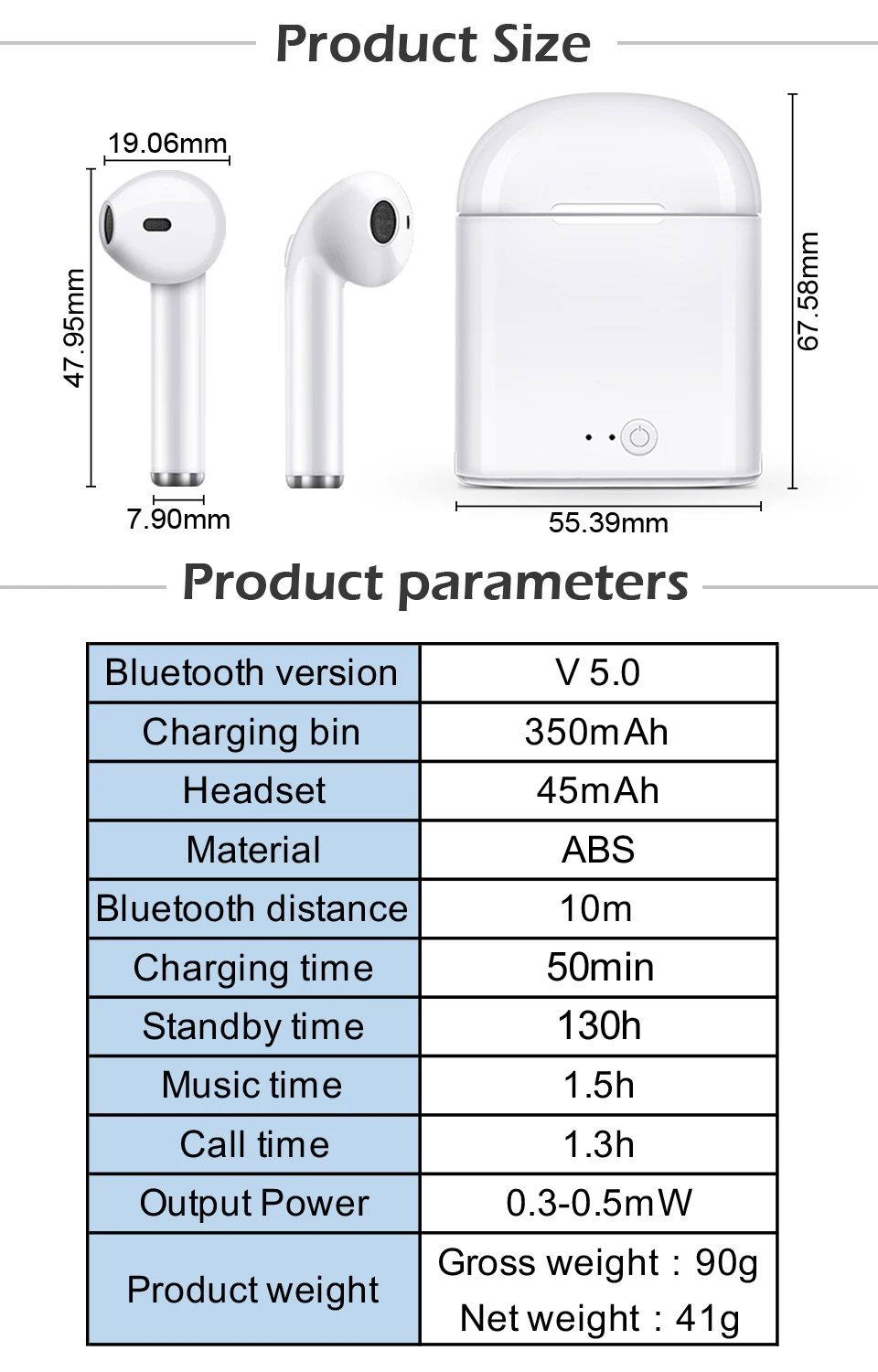 BOWIN I7s TWS Bluetooth наушники 5,0 стерео наушники Bluetooth гарнитура с зарядкой Pod беспроводные гарнитуры для всех смартфонов