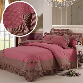 

40S Lace Bedding Set Cotton Duvet Cover Pillowcase Ruffle Bedspread Quilt Cover Twin/Queen/King Size
