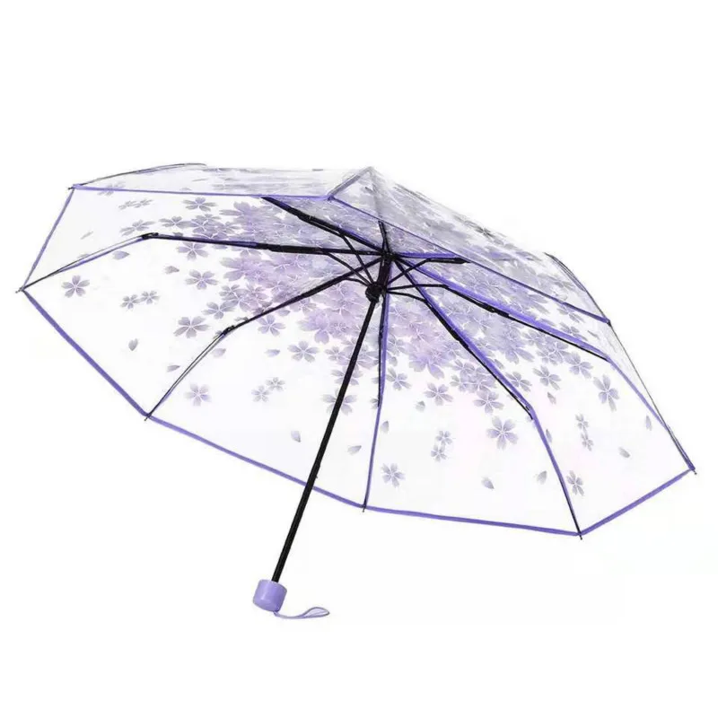 Модный прозрачный зонтик, зонтики для девочек, женский зонтик, три складных зонта для детей