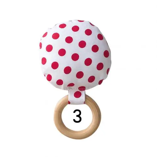 3 Striped Dot Wooden Ring Baby Round Teether Teething Toy Safe Chew Shower Gift New - Цвет: 3