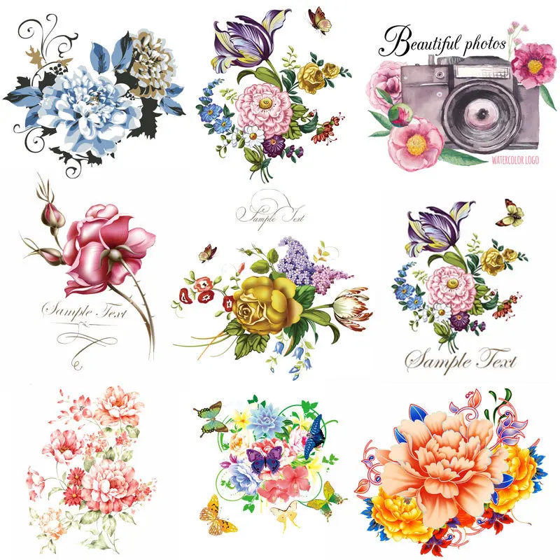

Iron-On Patches for Clothing Diy Patch Cute Flower Pattern Transfers for Clothes Eco-Friendly 2-pieces Patch