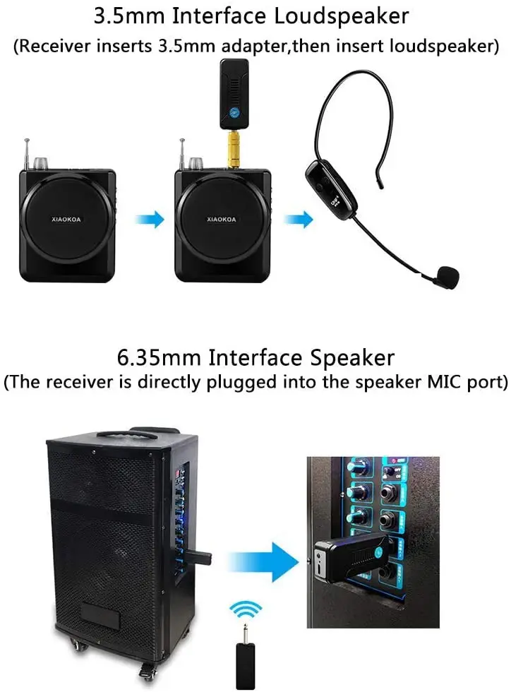 Fone de Ouvido de Microfones sem Fio Microfone sem Fio Recarregável para Microfones sem Fio e 1 Fone de Ouvido e 2 em 1 Duplo Receptor Recarregável para Uhf 2 - Image 6