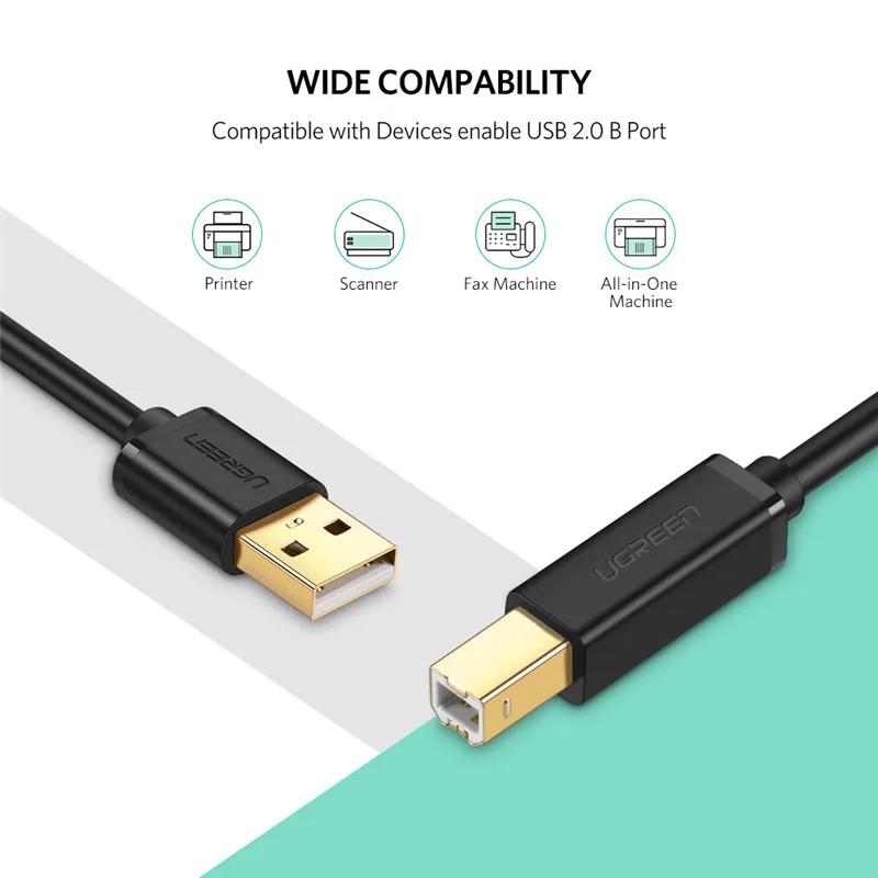 Ugreen usb-кабель для принтера usb type B штекер к USB 2,0 3,0 кабель для canon epson hp ZJiang принтер этикеток DAC usb принтер