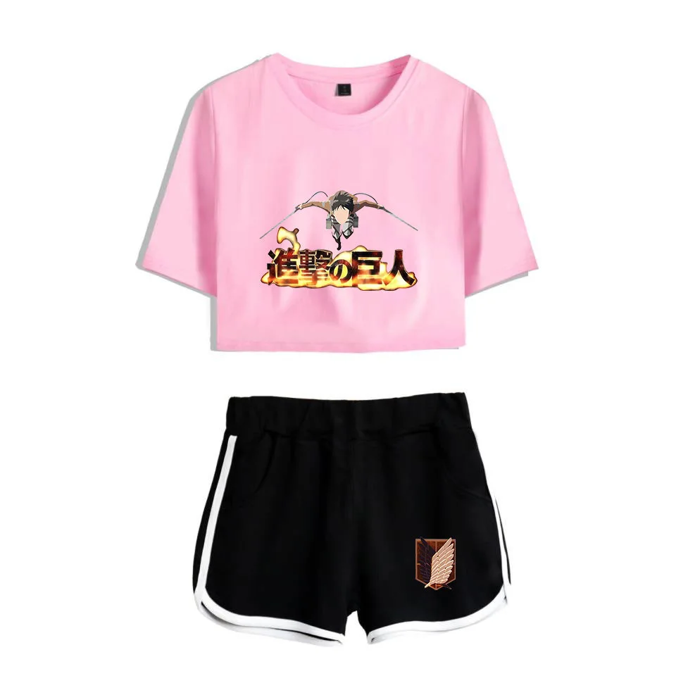 COSREA Attack On Titan Cosplay Costume Survey Corps Logo Short Sleeve Shirt Sport Suits Girls Tees Shorts T Running Sets Women -Zentai shop online H675f78204fb14e08bb2edfddcc83a8390.jpg