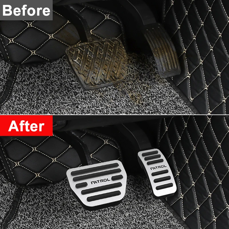 Car Pedals Foot Pads Fuel Accelerator Brake Clucth Pedal Cover For Nissan Patrol Y62 Armada 2014- Car Pedals Pedal Cover
