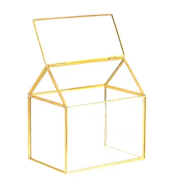 

Terrarium Centerpiece Tabletop Planter Geometric Glass Decor Handmade Copper House Shape Flower Pot for Plants Succulents