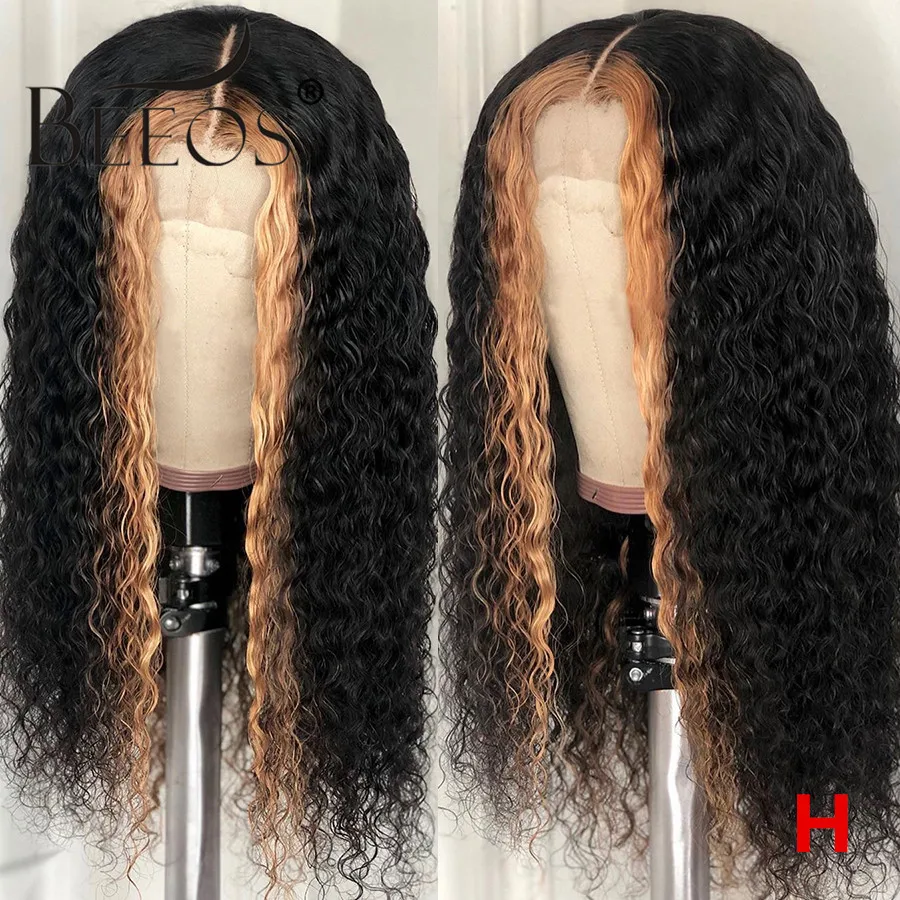 

Beeos Ombre Honey Blonde 180% 13*6 Deep Part Lace Front Human Hair Wig Brazilian Remy Curly Hair Preplucked Bleached Knots