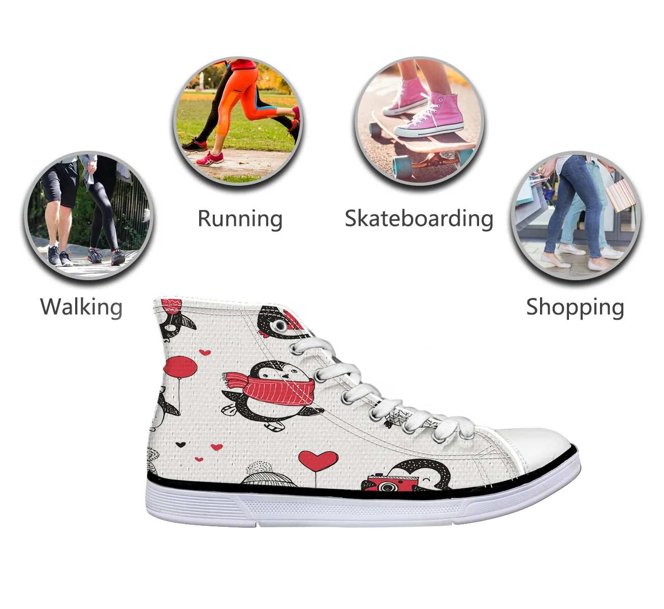 WHEREISART/Женская парусиновая обувь свитер с рисунком пингвина зимняя высокая флэтс