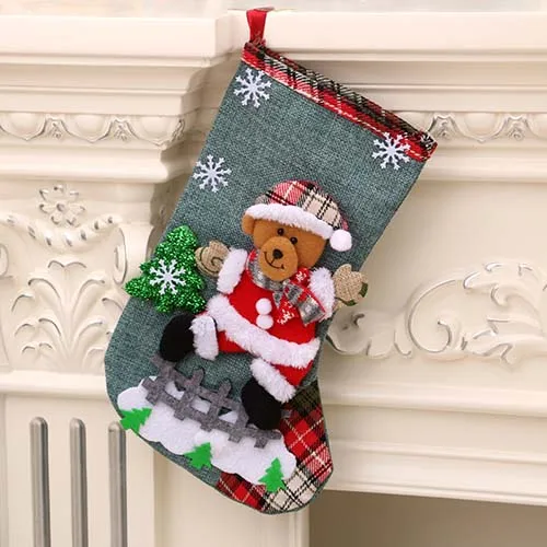Большие рождественские чулки Санта лося ткань подарочные носки Рождественский милый мешок для подарков для детей каминная елка Рождественское украшение