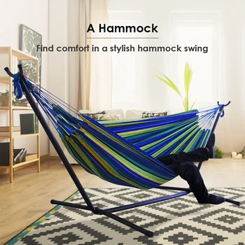 

Outdoor Camping Canvas Hammock Multi-functional Practical Convenient Stand Hiking Garden Sleeping Swing Hanging Bed