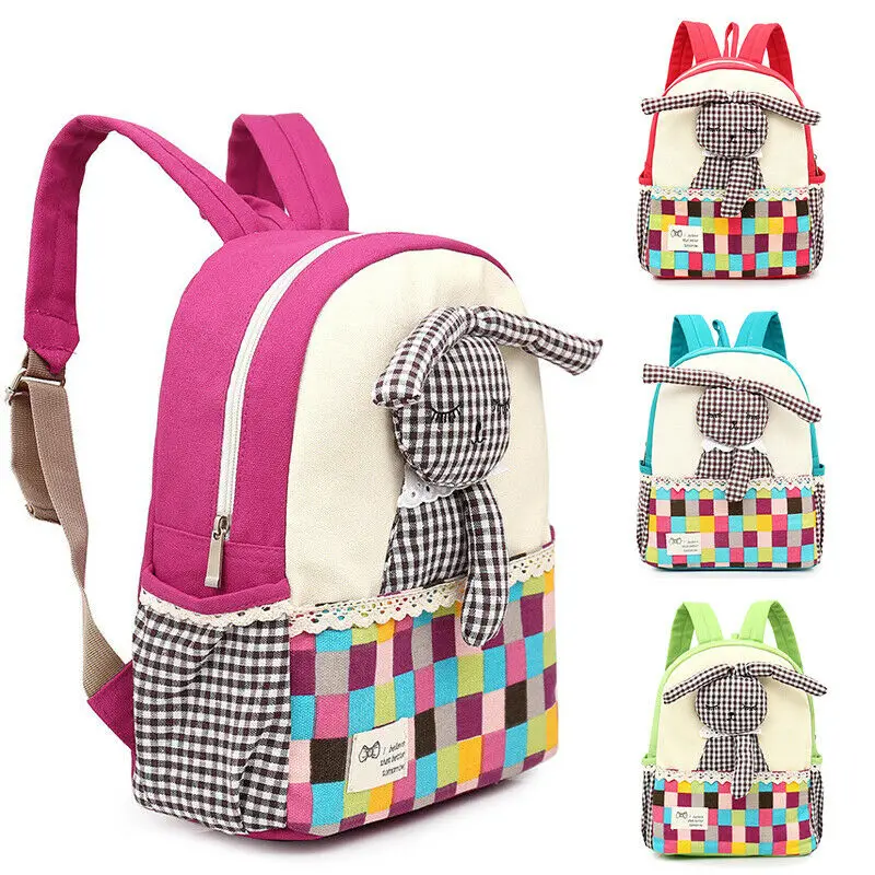 

New Children Kids Baby Girl Lovely Cartoon Canvas Backpack School Bag Kindergarten Nursery Rucksack