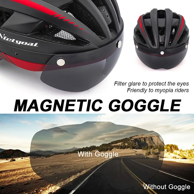 VICTGOAL Bike Helmet for Man Women MTB Road Bicycle Helmet LED USB Rechargeable Light Mountain Road Bike Visor Cycling Helmet