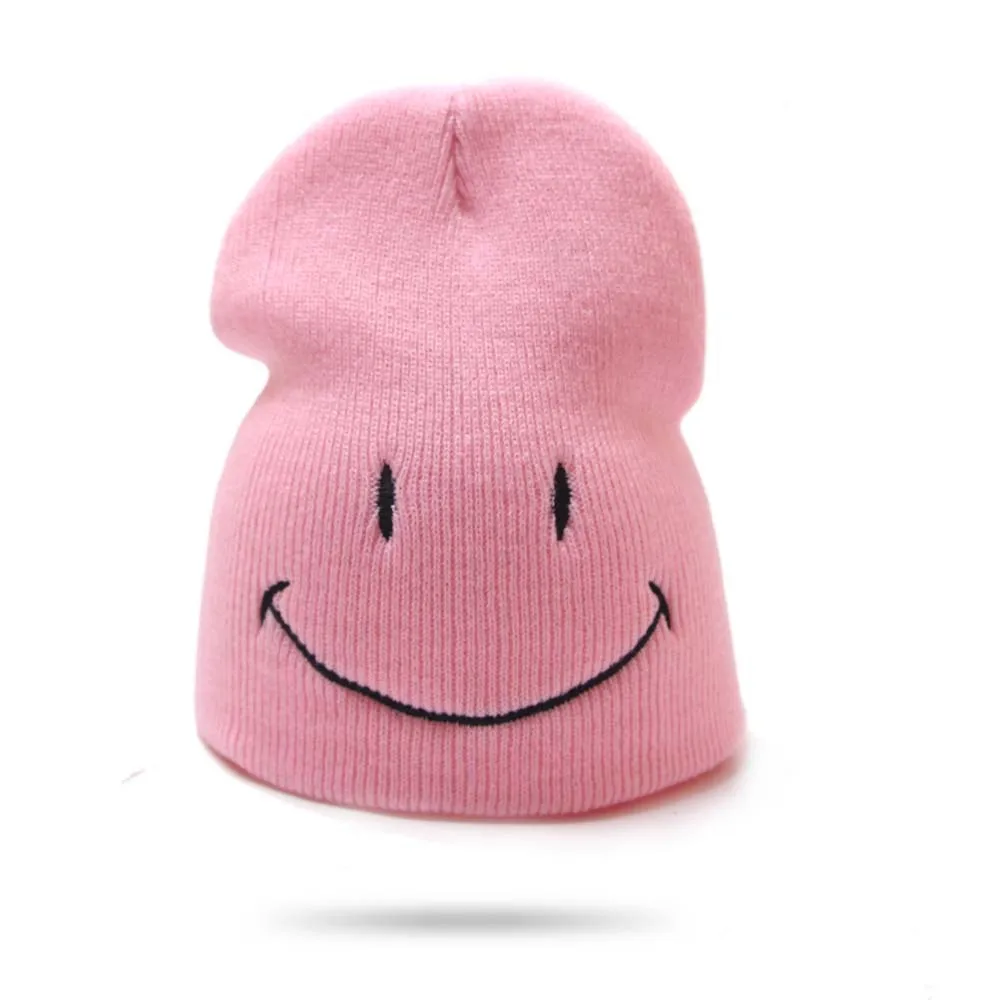 Коллекция года, аксессуары для детей возрастом от 3 до 10 лет, шапка для маленьких девочек и мальчиков, двусторонняя вязаная шапка, Осенние Теплые шапки, подарки для малышей - Цвет: Розовый