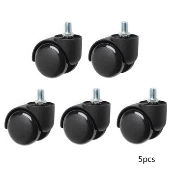 

5 Pcs 2 Inch Screw Universal Mute Black Caster Nylon Wheel PU Office Chair Swivel Rollers Furniture LC