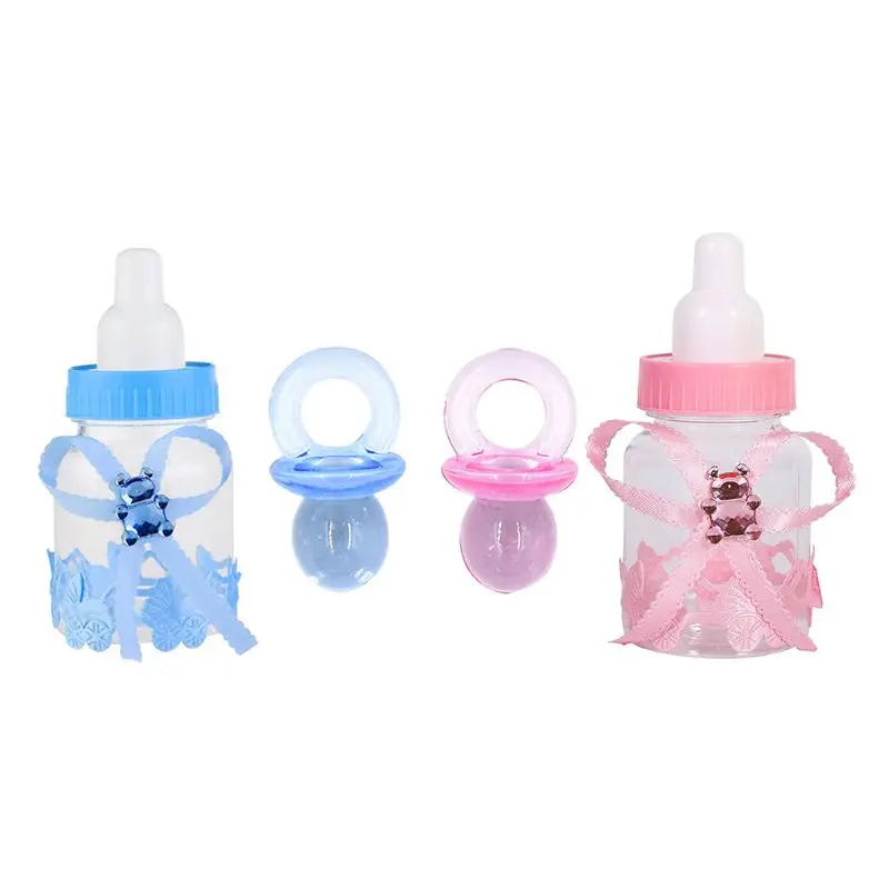 

12 Pack Candy Bottles and 50 Pack Acrylic Mini Pacifiers for Baby Shower Party