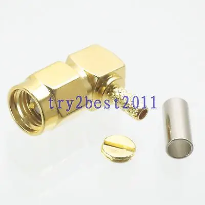 

DHL/EMS 100 Sets*1pce Connector SMA plug pin crimp RG174 RG316 LMR100 RF COAXIAL Right angle -C1