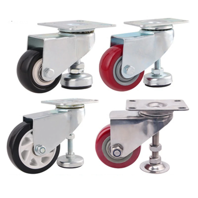 

3 Inch Swivel Rubber Caster Wheels Level Adjustment Wheel Flat Support Replacement Soft Safe Rollers Casters Furniture Hardware
