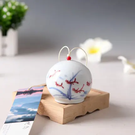 Японский стиль расписанный вручную керамический колокольчик подвесное украшение Креативные украшения для дома колокольчик ветра - Цвет: fish 2