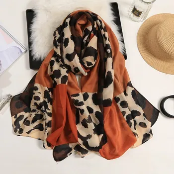 

180*90cm Women Leopard Long Soft Wrap Scarf Simulation Cottonfabric Shawl Scarf reusable face-mask Fashion Mouth Face Scarf