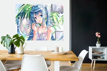 

[Self-Adhesive] 3D Hatsune Miku 102 Japan Anime Wall Stickers Mural Decal Wall Murals AJ WALLPAPER Belly