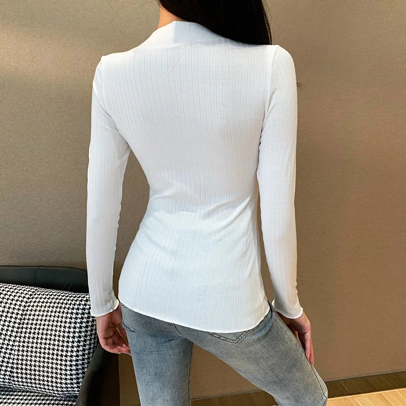 [EAM] Women White Pleated Perspective T-shirt New