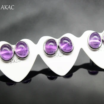 

2pairs AKAC approx6*8mm natural purple amethyst quartz stud earrings for women earrings send randomly