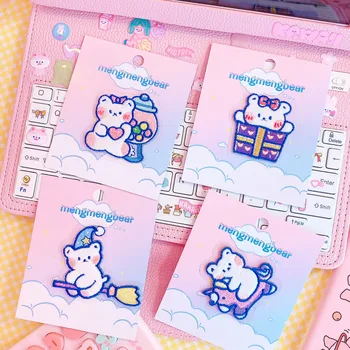 

Cute Cartoon Animal Patches Animal Candy Bear Embroidered Cloth Sticker For Kids Hot Heat Transfer Iron On Clothing Bag
