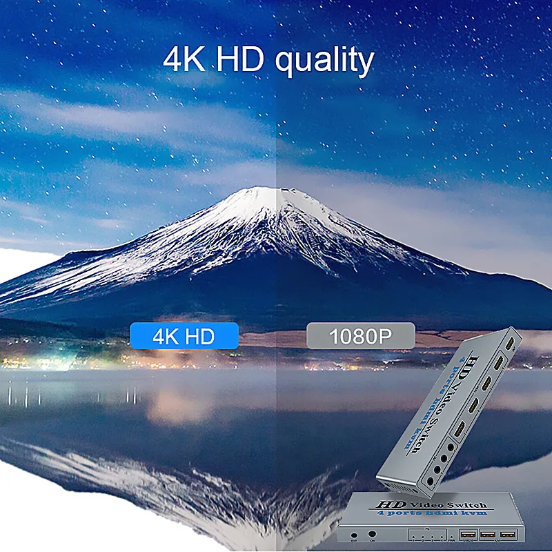 4 em 1 com 3 Usb para Saída Impressora para Win7 Switch Hdmi Cabo Comutador Portas Mouse Teclado U-disk - 8 10 Mac Kvm 4k - Image 6