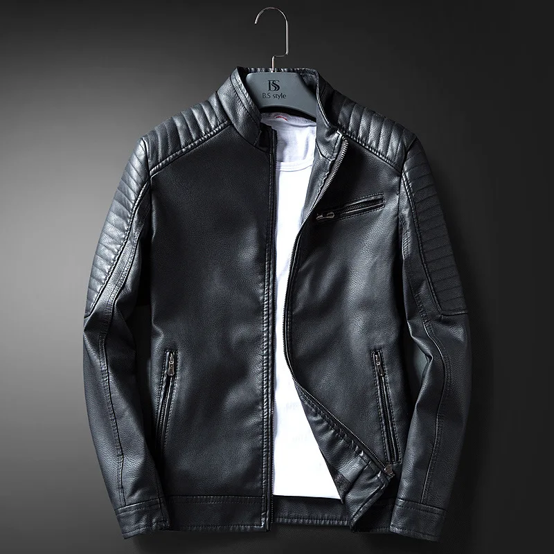 

Men Keep Warm Leather Coat Jacket Leisure Chao Male Coat Joker Plus Velvet Leather Jacket Male